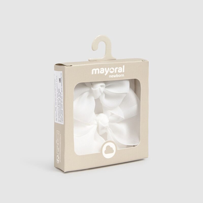 Newborn Girl Bow Clip And Headband White Set - Image 3