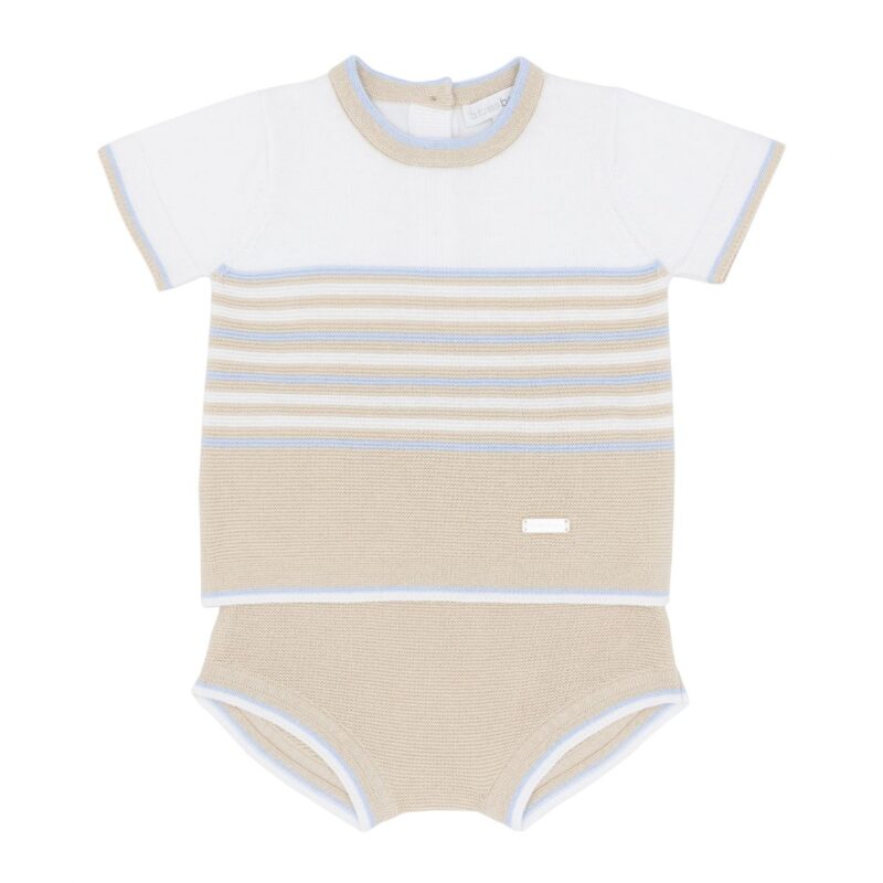Blues Baby Boys Beige Knitted Jam Pant Set