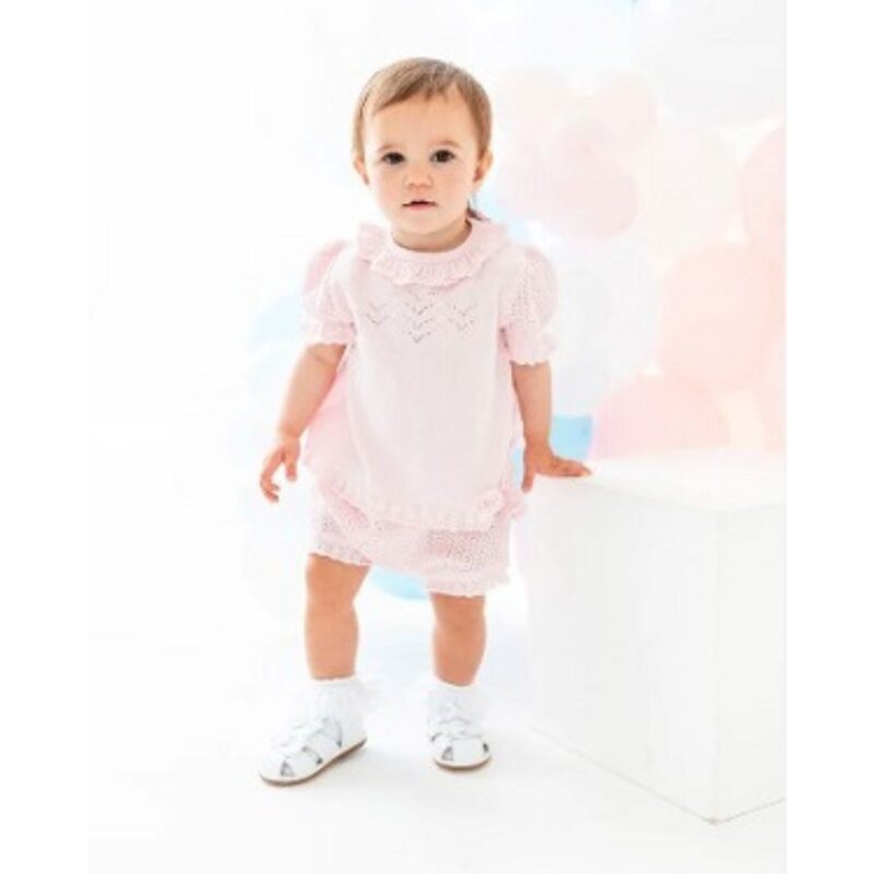 Blues Baby Girls Pink Knitted Jam Pant Set - Image 3