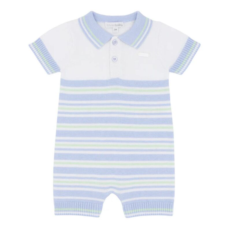 Blues Baby Boys Blue/Pistachio Knitted Romper