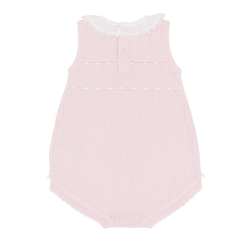 Blues Baby Girls Pink Knitted Sun Romper - Image 2