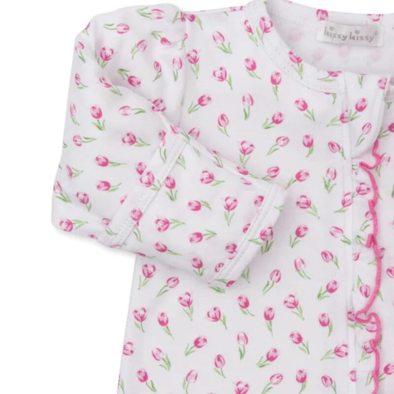 Tulip Blossoms White Zip Footie - Image 2