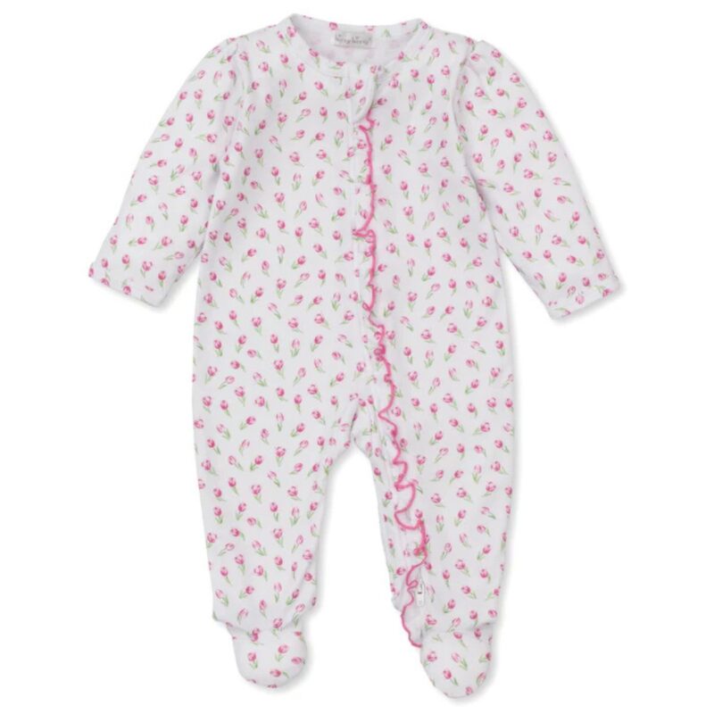 Tulip Blossoms White Zip Footie