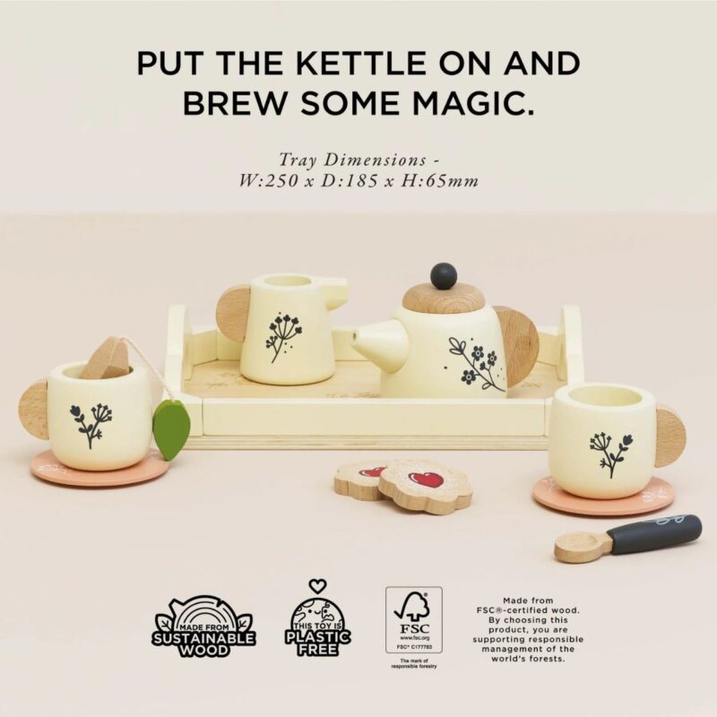 Wooden Tea Set & Tray - Image 2