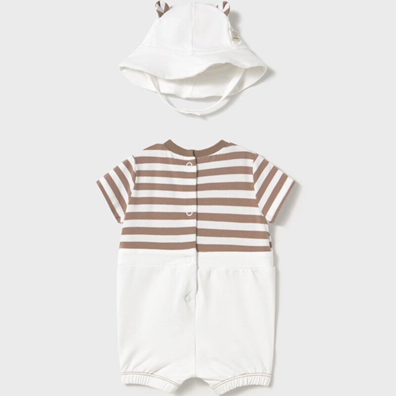 Newborn Boy Faux Teddy Dungarees Roper With Hat - Image 3