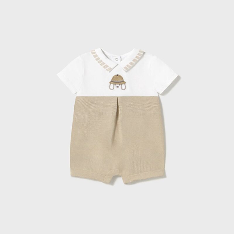 Baby Boys Ivory & Beige Cotton Shortie (2 Pack) - Image 2