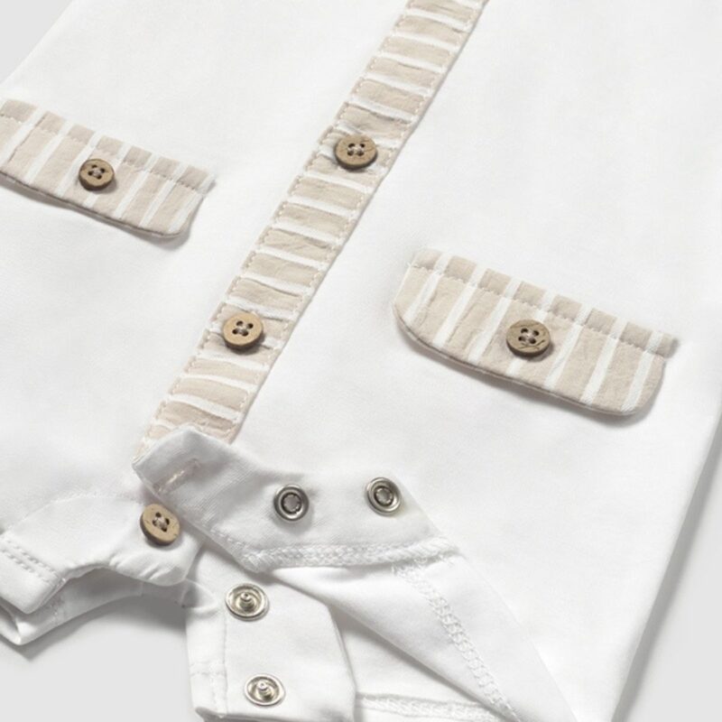 Baby Boys Ivory & Beige Cotton Shortie (2 Pack) - Image 4