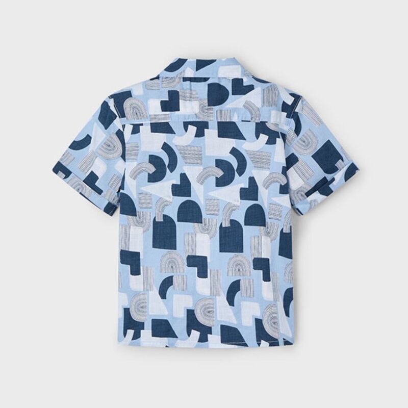 Boy Casual Blue Print Button Shirt - Image 2