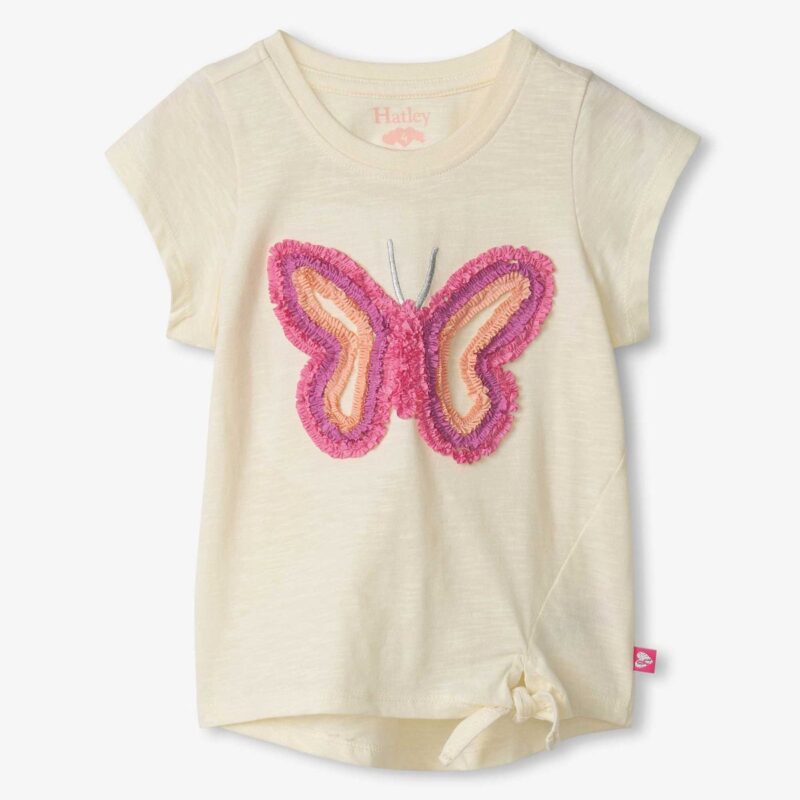 Girls Glowing Butterfly Tie Front T-Shirt