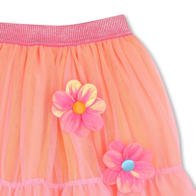 Flower-Appliqué Mesh Tutu Skirt - Image 3