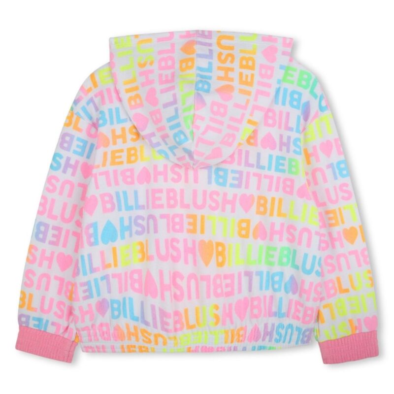 Girls White & Pink Towelling Zip-Up Top - Image 2