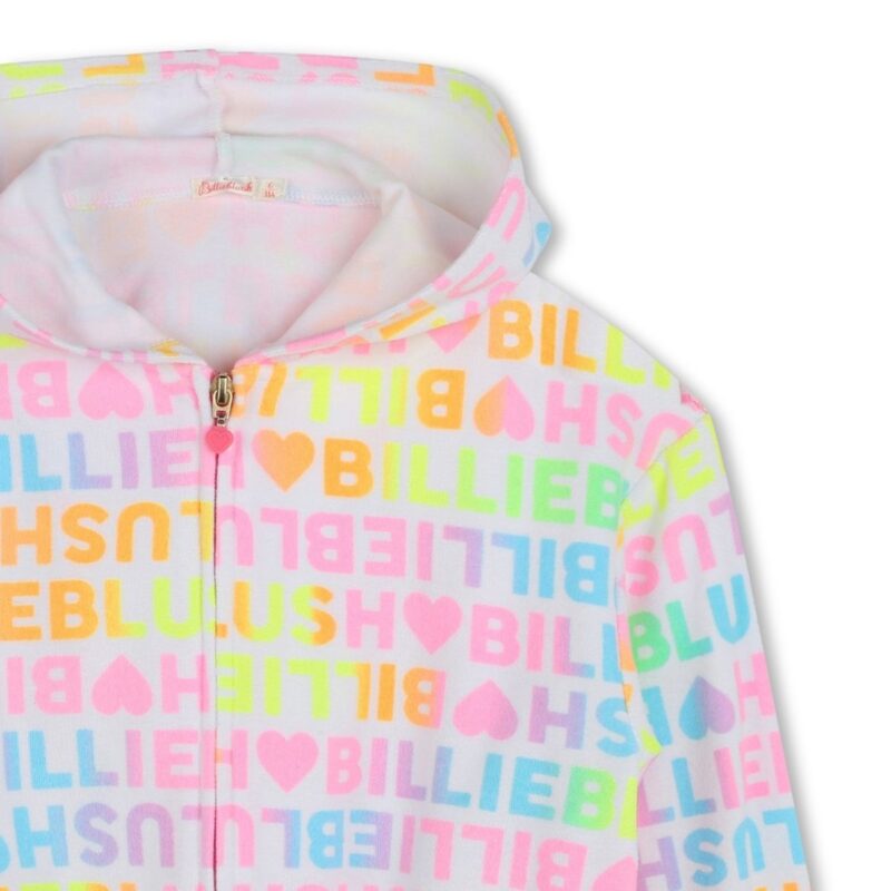 Girls White & Pink Towelling Zip-Up Top - Image 3