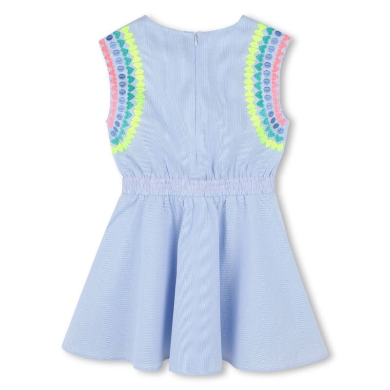 Blue  Dress With Multicolour Embroidery Detail - Image 2