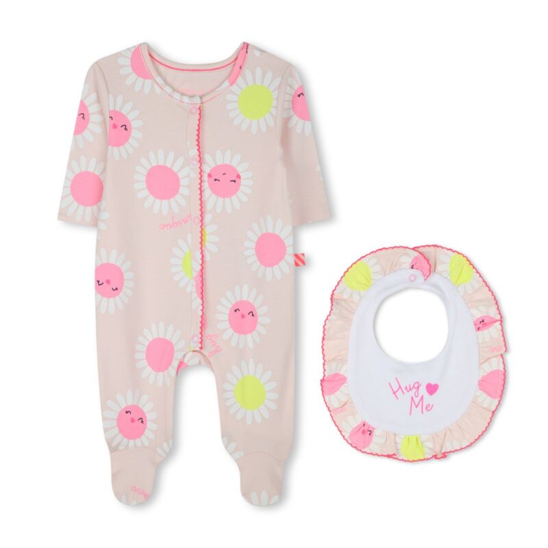 Girls Pink Cotton Daisy Babygrow Set