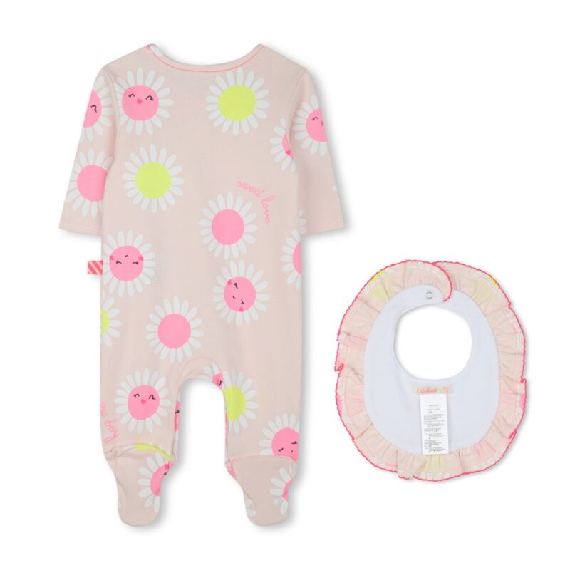 Girls Pink Cotton Daisy Babygrow Set - Image 2