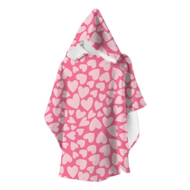 Cherish Pink Hearts Super Soft Towelling Hooded