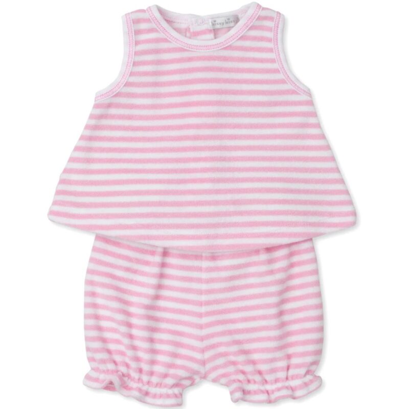 Cabana Terry Stripes Pink Sunsuit Set