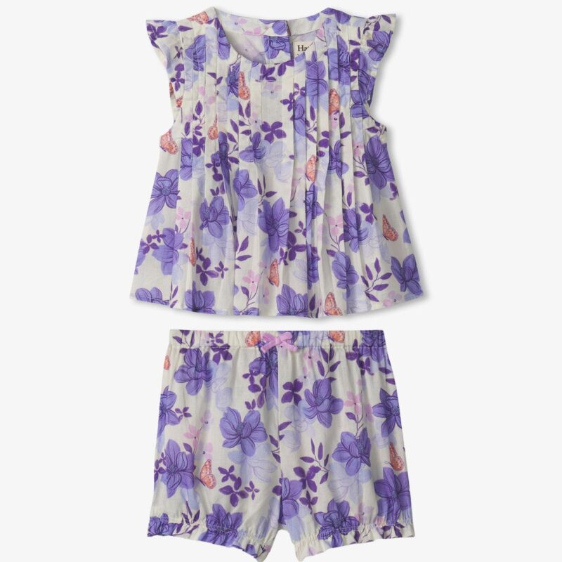Painted Magnolias Pin Tuck Short Set