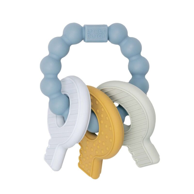 Silicone Teething Toy Keychain - Blue