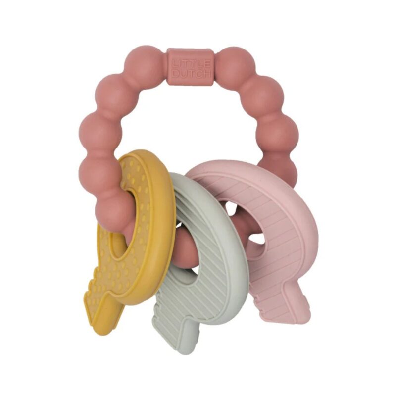 Silicone Teething Toy Keychain - Pink