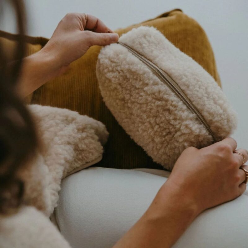 Cream Wool Pouch