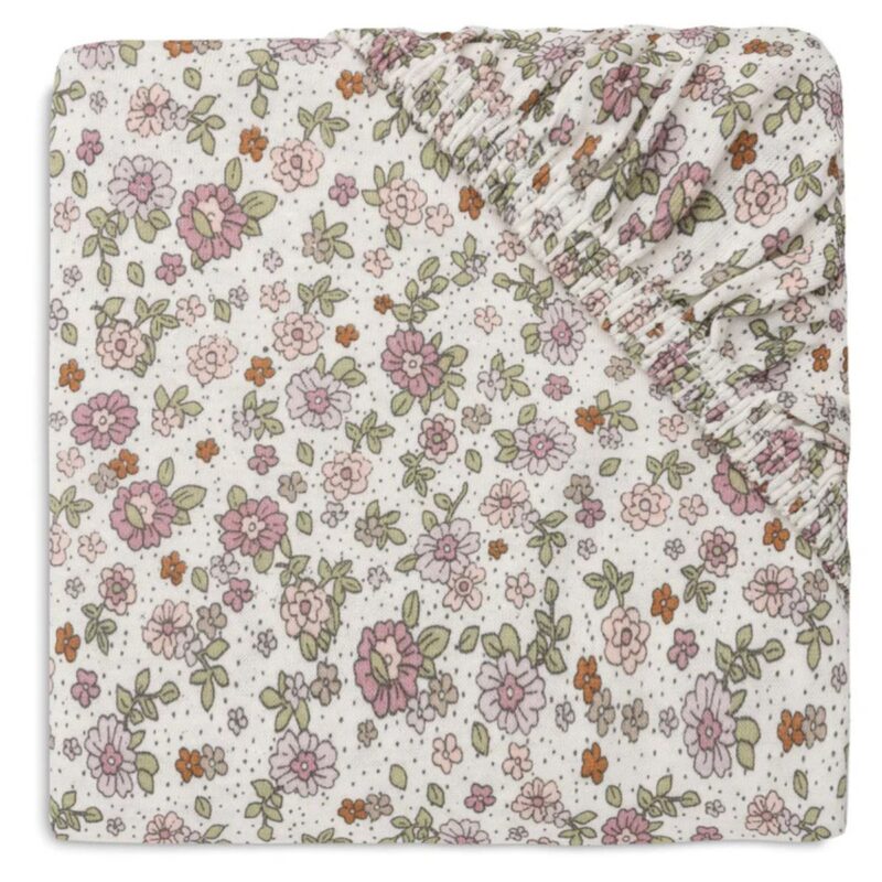 Fitted Sheet Jersey 60x120cm - Retro Flowers