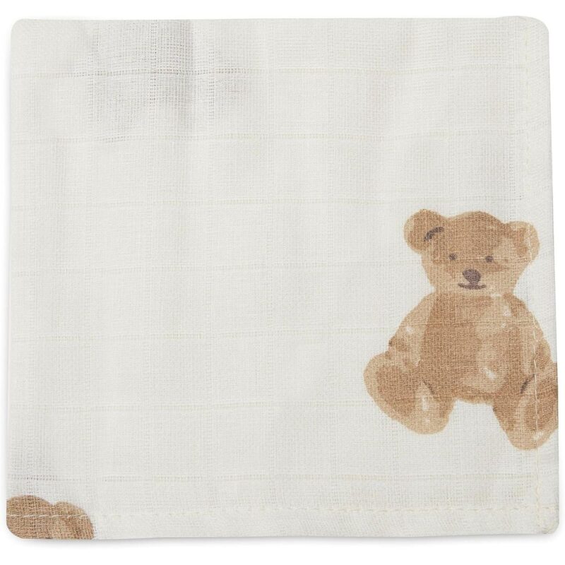Burp Cloths Muslin Set of 3 Teddy Bear - Image 2