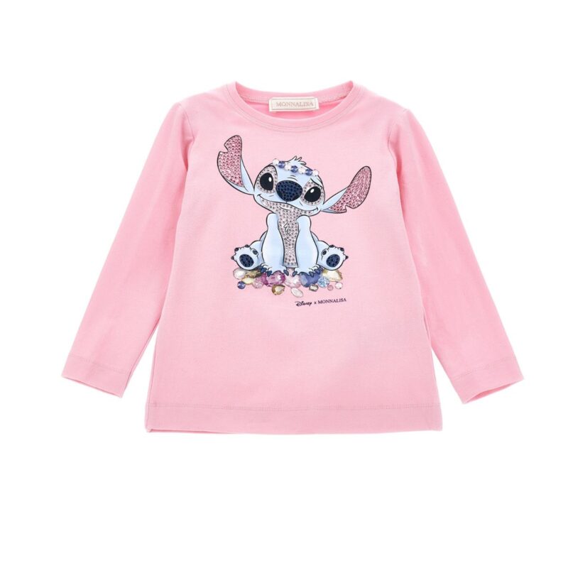 Pale Pink Cotton Disney Stitch Print Top
