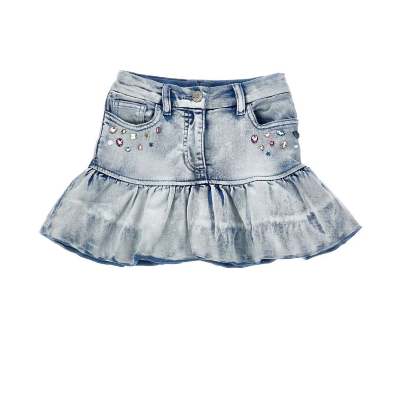 Mini skirt with rhinestone stitch print