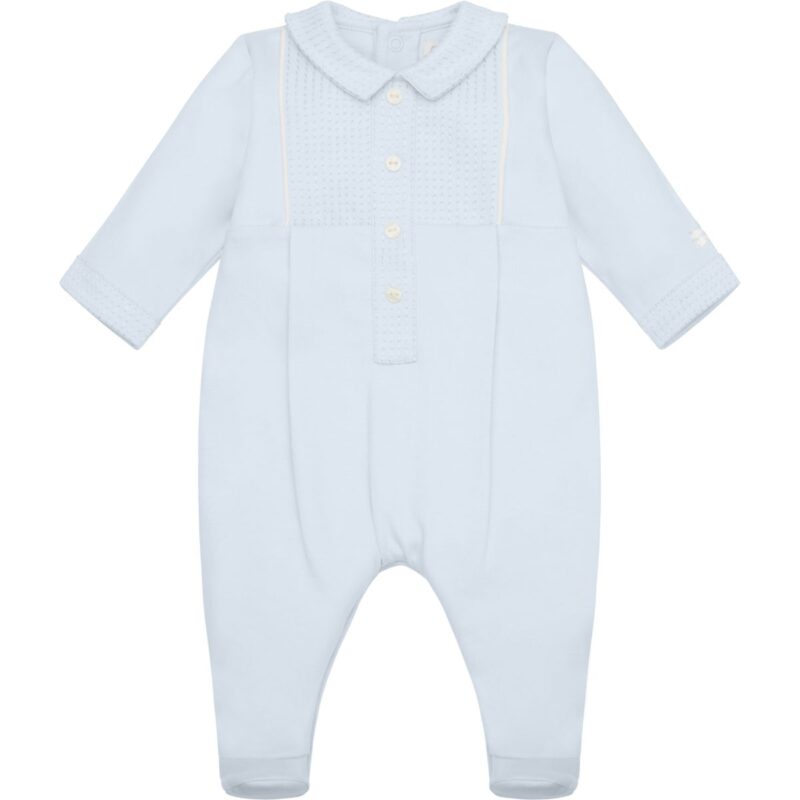 Baby Boys Smart Babygrow With Embroidered Striped Yoke