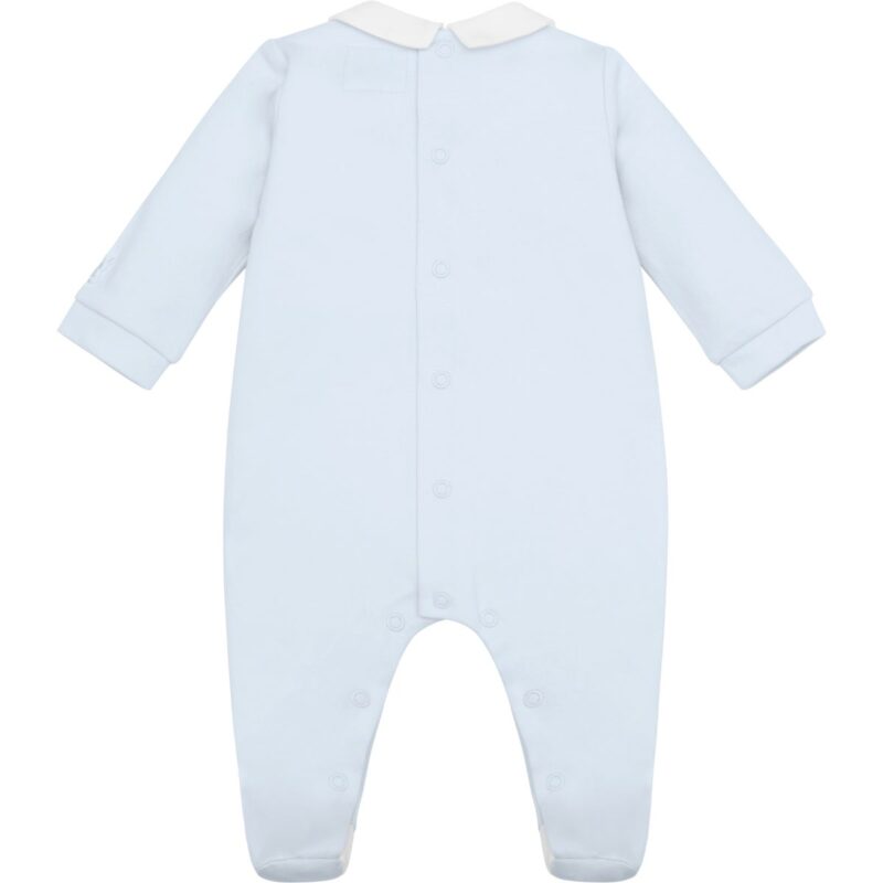 Baby Boys Smart Babygrow With Yoy Embroidered White Placket and Hat - Image 2