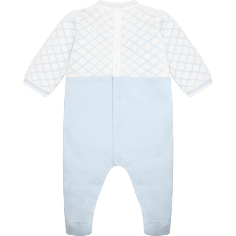Baby Boys Blue Cotton Dungaree Romper - Image 2