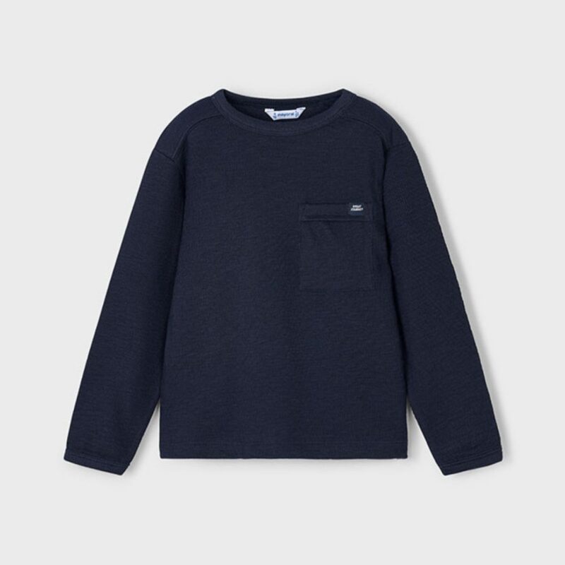 Boys Navy Plain Long Sleeved Shirt