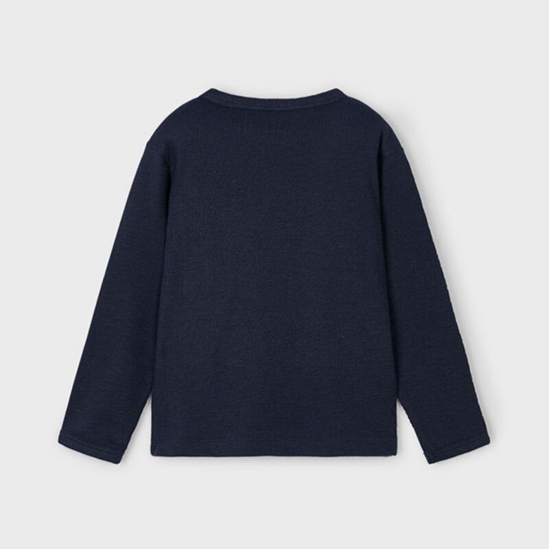 Boys Navy Plain Long Sleeved Shirt - Image 2