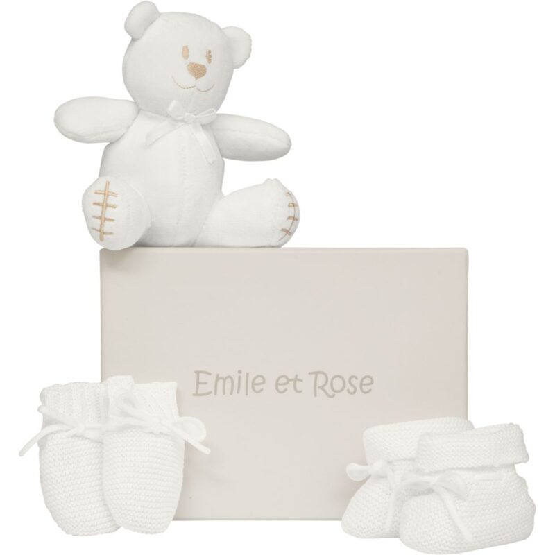 knitted White Mitt And Bootie Toy Set