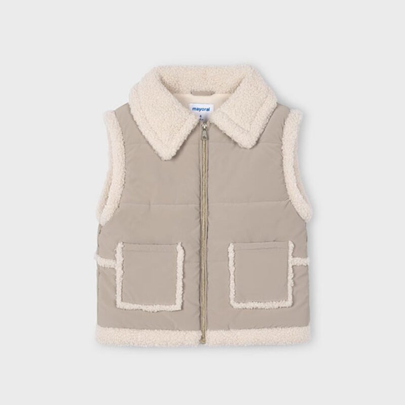 Girls Contrast Sheepskin Gilet