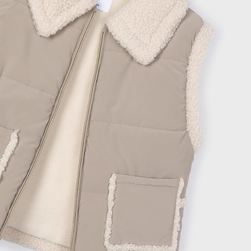 Girls Contrast Sheepskin Gilet - Image 3