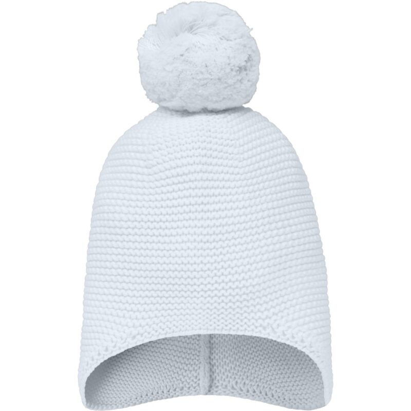 kinitted  Blue Hat With ear flaps and pom-pom - Image 2