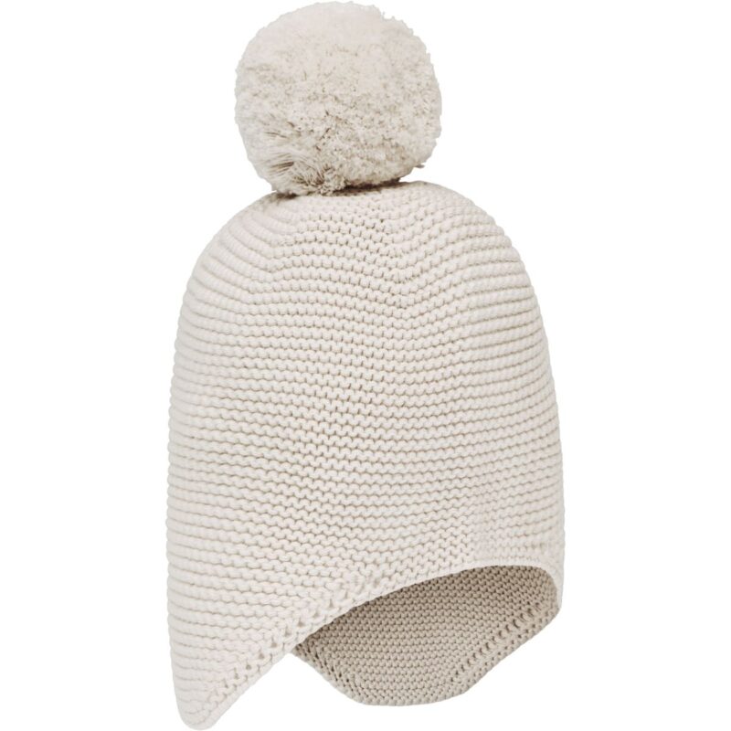 kinitted  Stone Hat With ear flaps and pom-pom