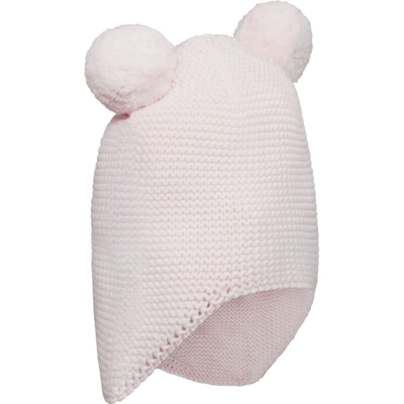 kinitted  Pink Hat With ear flaps and pom-pom - Image 2