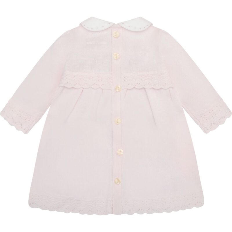 Pink Knit Baby Girl Dress Wit Collar and  Pretty Herms - Image 2