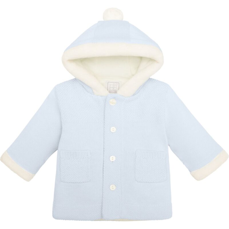 Blue Knitted Baby Pram Coat