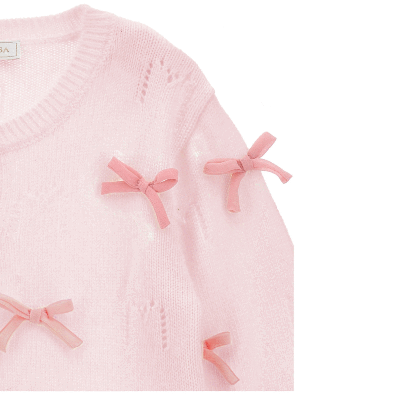 Pink Cardigan with bows - Image 2