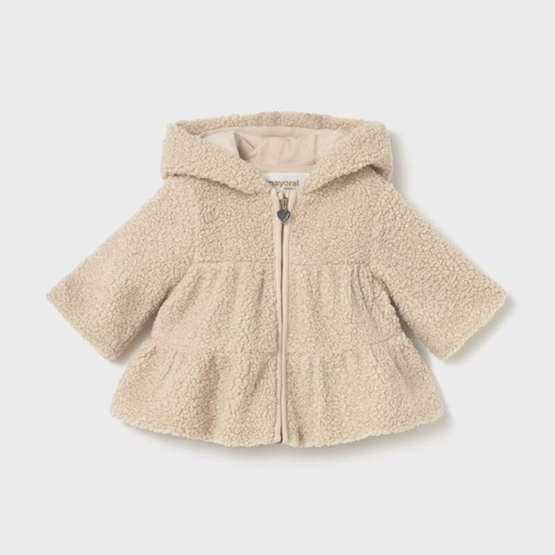 Hooded Coat with zipper and ear motifs