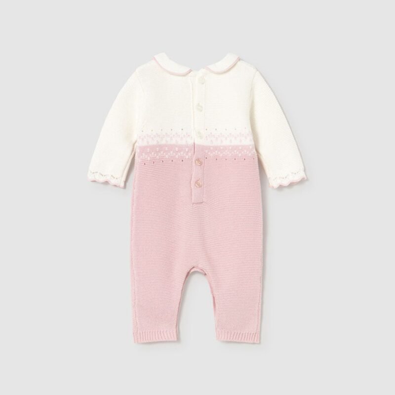 Newborn Light Pink Tricot Romper - Image 2