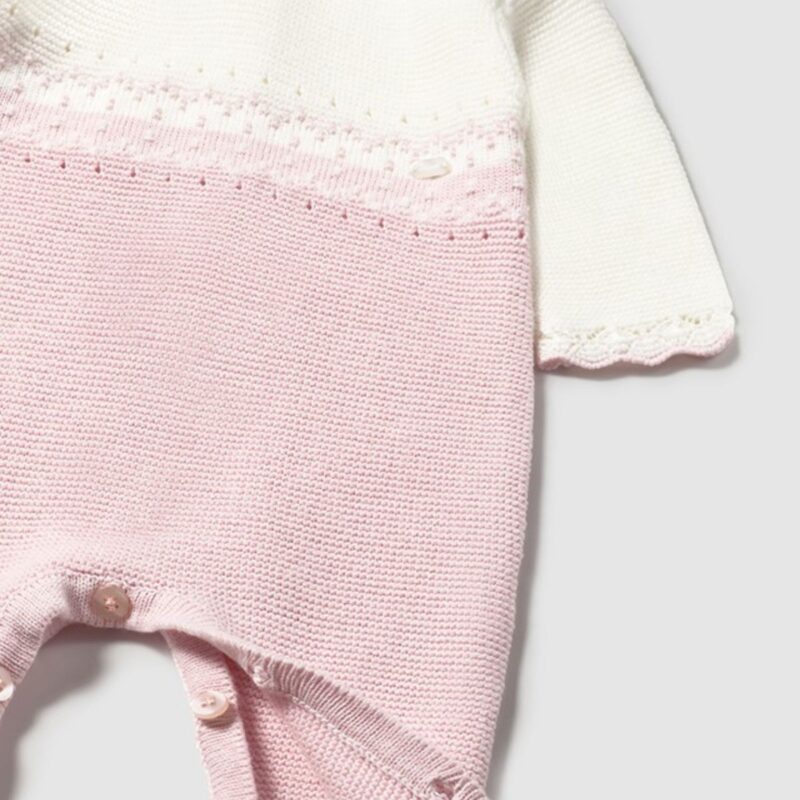 Newborn Light Pink Tricot Romper - Image 3