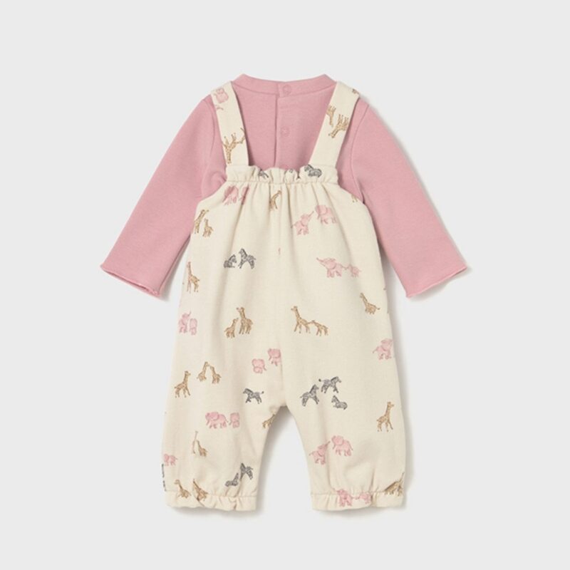Newborn Pink Safari Dungarees and T-shirt set - Image 2