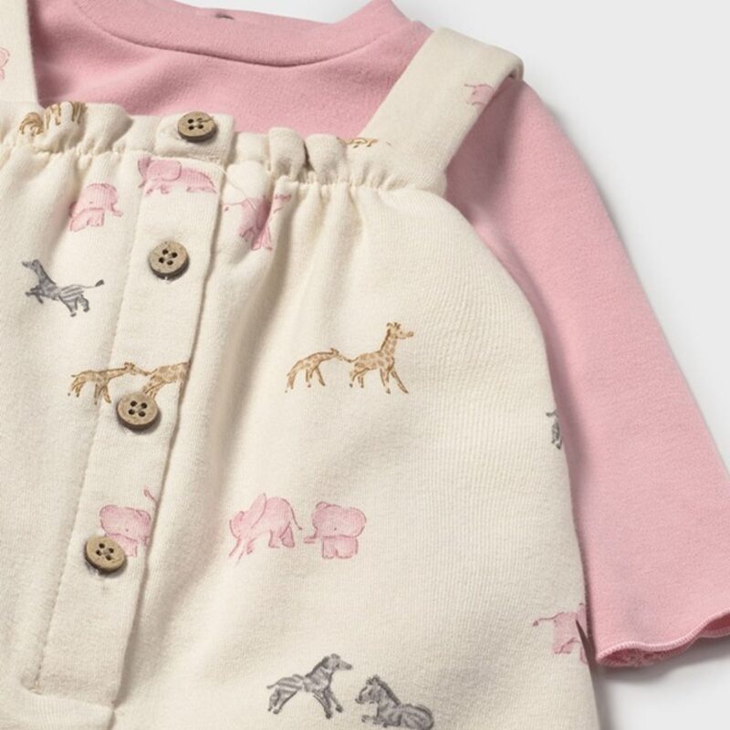 Newborn Pink Safari Dungarees and T-shirt set - Image 3