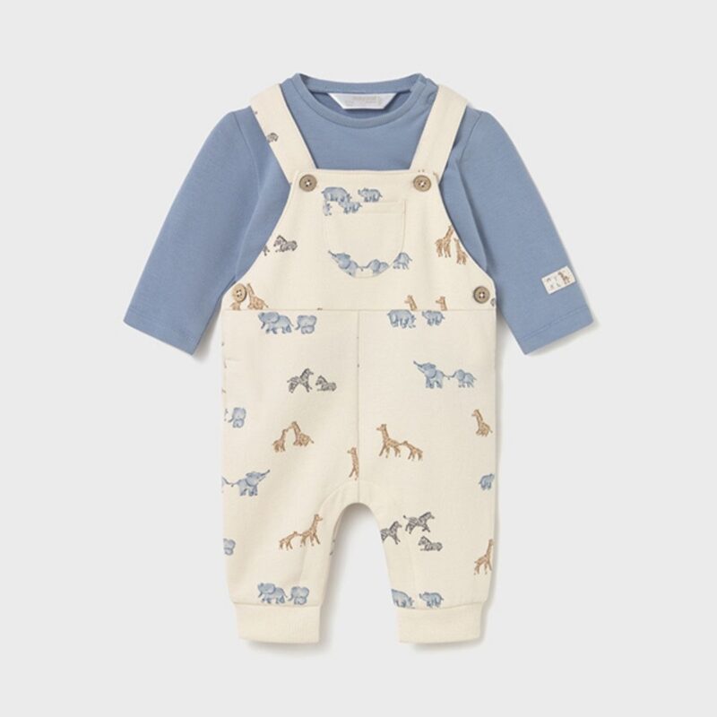 Newborn Safari Print Dungaree Set