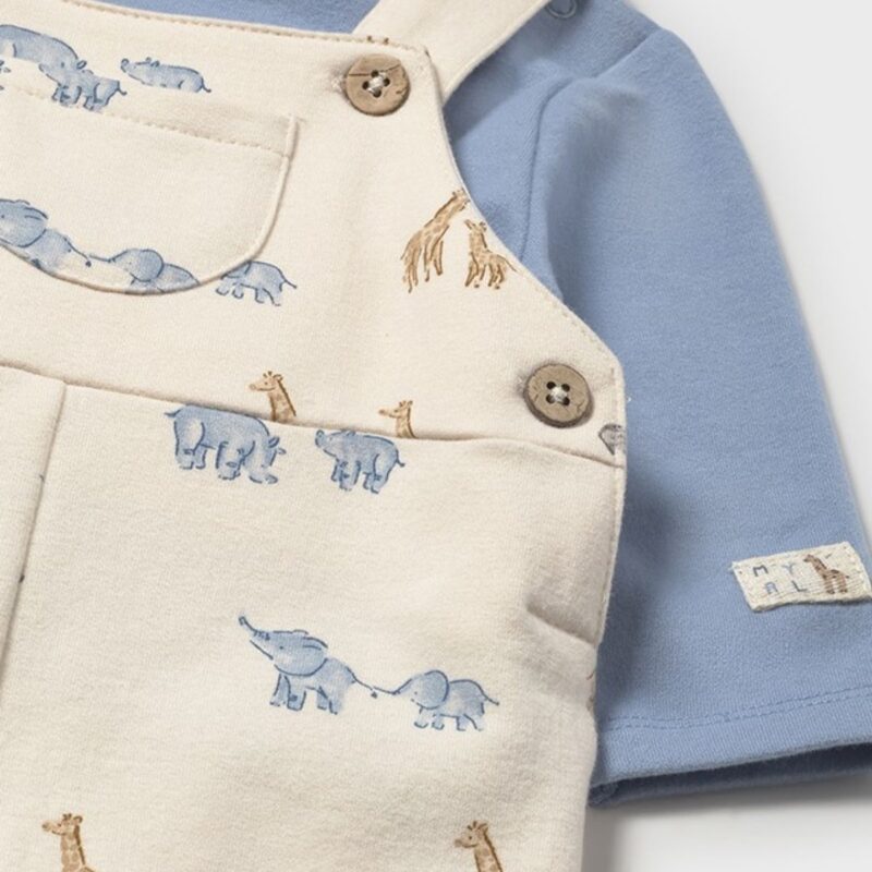 Newborn Safari Print Dungaree Set - Image 2